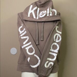 Calvin Klein Jeans tan logo graphic statement hoodie 🖤🖤M